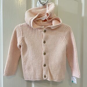 Carter's Waffle Knit Hooded Cardigan Sweater Light Pink Girls Size 12 Months NWT